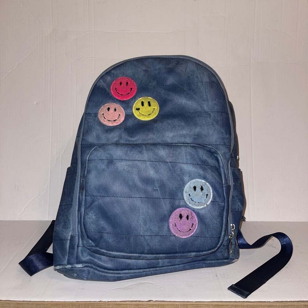 Bari Lynn Kids Denim Smiley Face Backpack